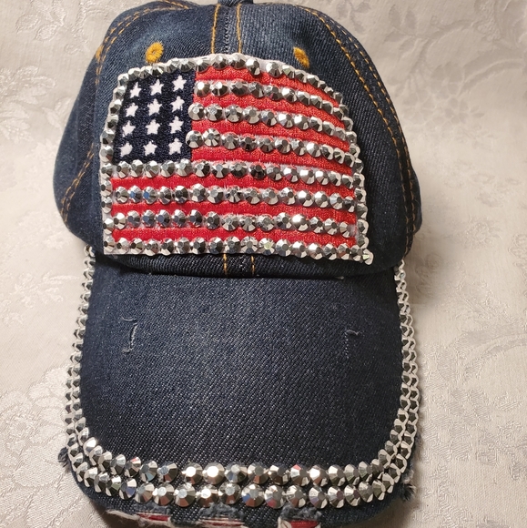 Bling Blue Jean Baseball Cap - Picture 1 of 5